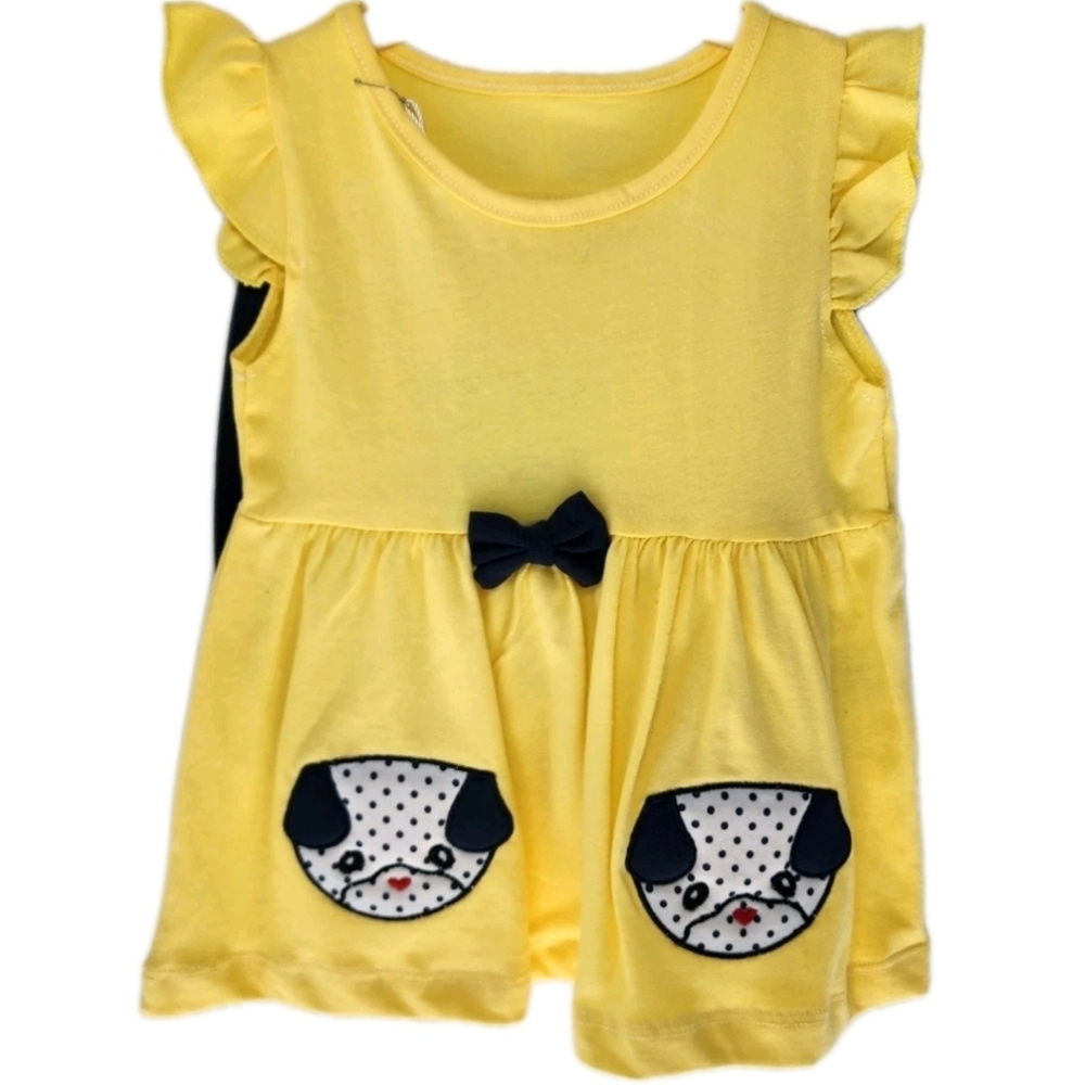 Baby 2-Pieces Dress Outfit Set Ruffle Sleeve Dress w/Shorts Size 6-9 Months